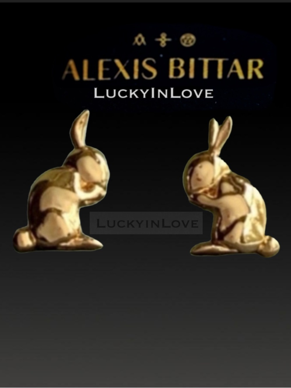 ALEXIS BITTAR• Gold Rabbit Bunny Stud Earrings